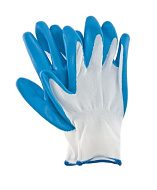 Перчатки полиэфирные с синим нитрильным покрытием, размер 9, Сибртех