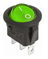 Выключатель клавишный круглый 12V 20А ON-OFF зеленый с подсветкой REXANT