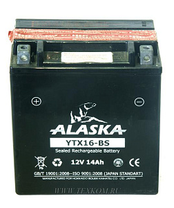 Аккумуляторная батарея ALASKA 6СТ14 прям.сухой + электролит Япония 150х87х161
