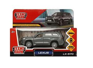 Машина металл LEXUS LX-570 длина 12 см, двери, багаж, инерц, серый, кор. Технопарк в кор.2*36шт