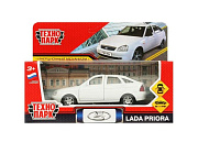 Машина металл LADA PRIORA 12 см, двери, багаж, инерц, белый, кор. Технопарк в кор.2*36шт