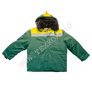 Куртка мужская "Патриот" зимняя с мех. воротником т-зелёная с желтым (52-54, 170-176)