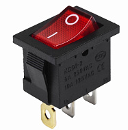 Выключатель клавишный 12-24V 15А ON-OFF красный с подсветкой Mini REXANT