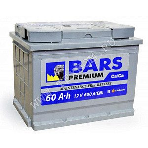 Аккумуляторная батарея BARS Premium 6СТ 60 обр.600А 242х175х190 Казахстан