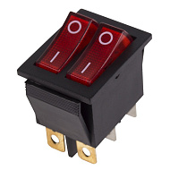 Выключатель клавишный 250V 15А (6с) ON-OFF красный с подсветкой REXANT