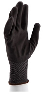 Перчатки трикотажные с черным полиуретановым покрытием, размер L, Сибртех