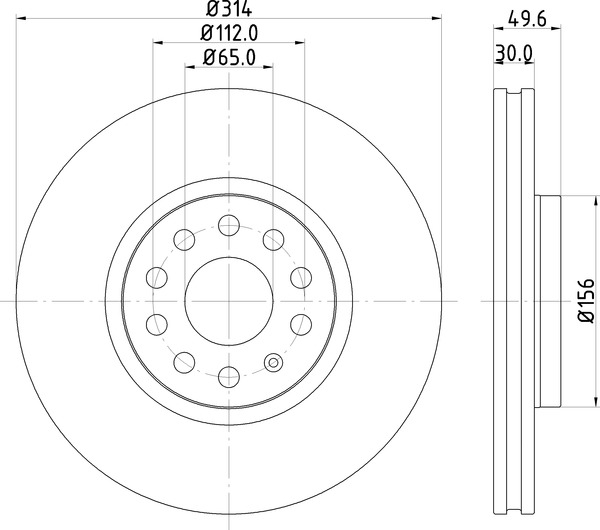 Диск торм. для а/м VW Tiguan (16-)/Skoda Kodiaq (16-) перед. d=314 (окраш.) (DF 185115) preview 3