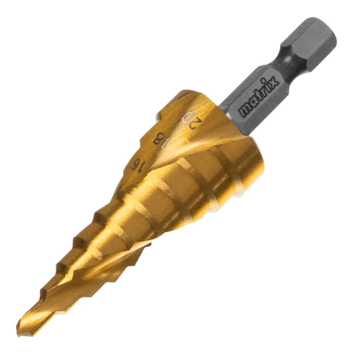 Сверло ступенчатое по металлу 4-20мм шестигр. хвостовик MATRIX preview 1