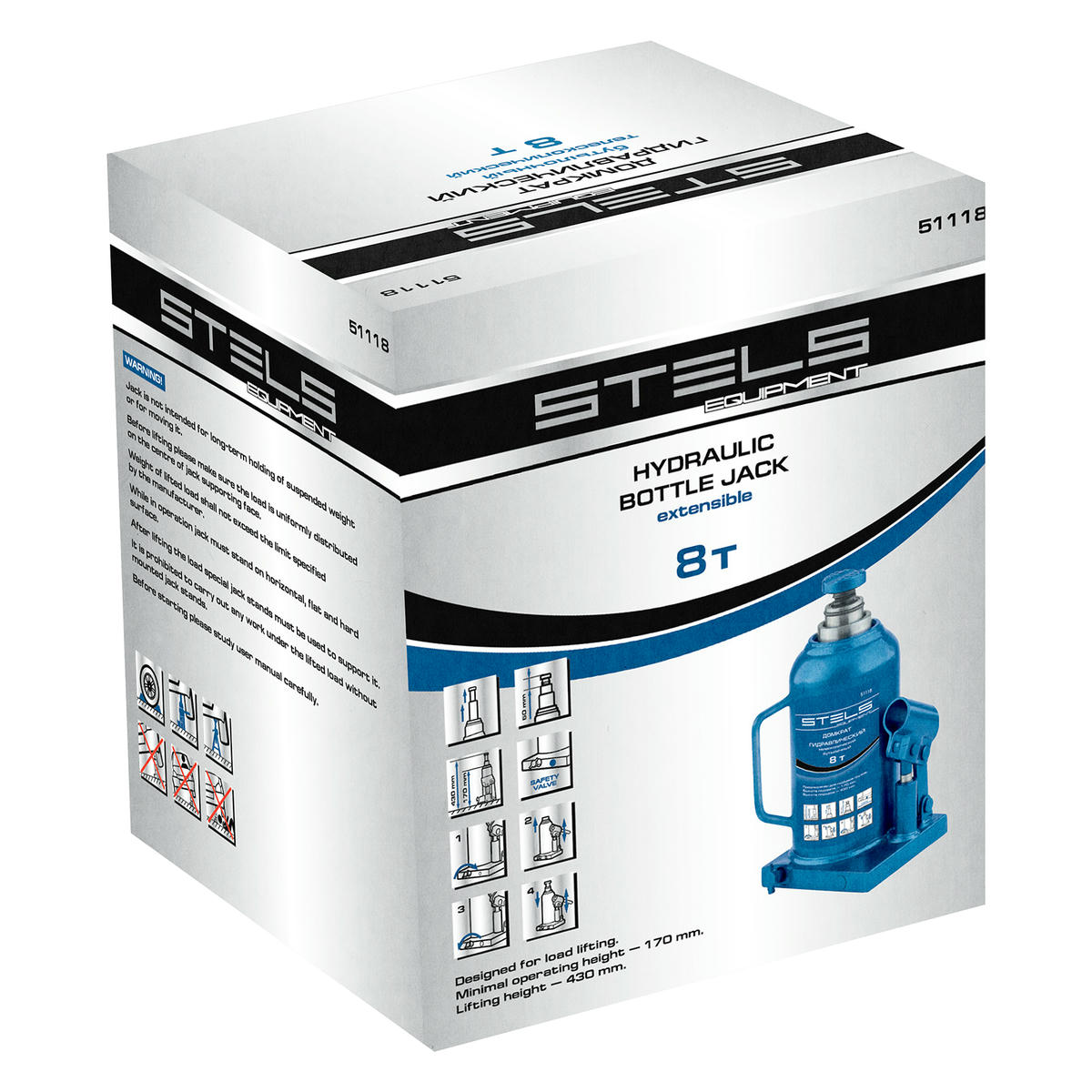 Домкрат бутылочный 8т гидравлический 170–430мм STELS preview 5