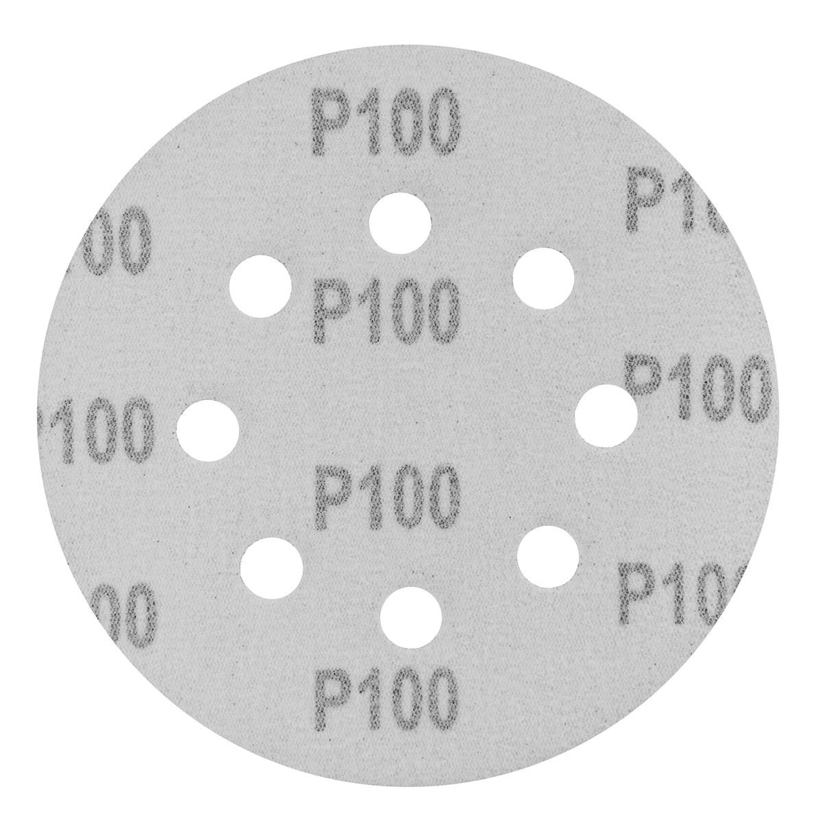 Круг абразивный на ворсовой подложке под "липучку" перфорированный, P 100, 125мм, 5шт. Сибртех preview 2