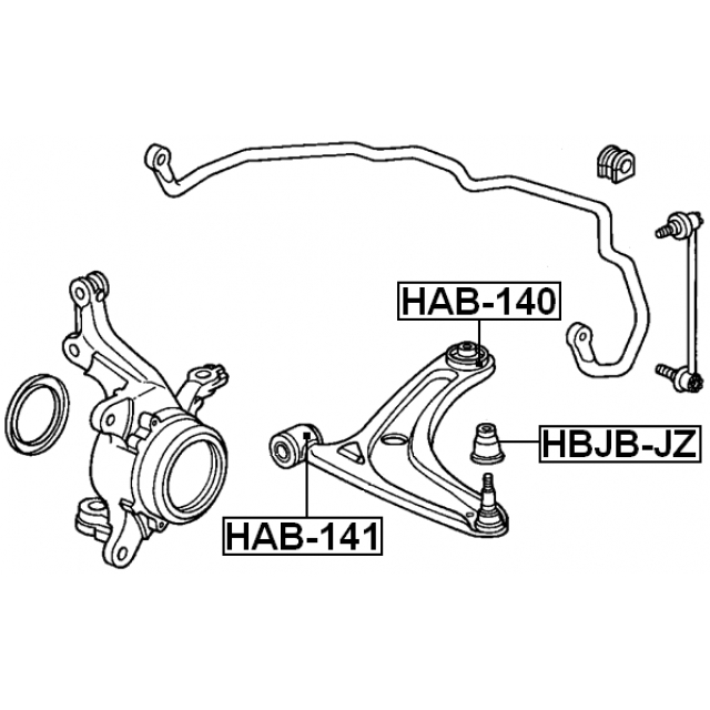 Сайлентблок передний подвески FEBEST HAB-141 preview 2