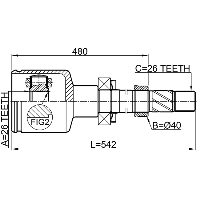 Шрус внутренний правый 26x40x26 preview 2