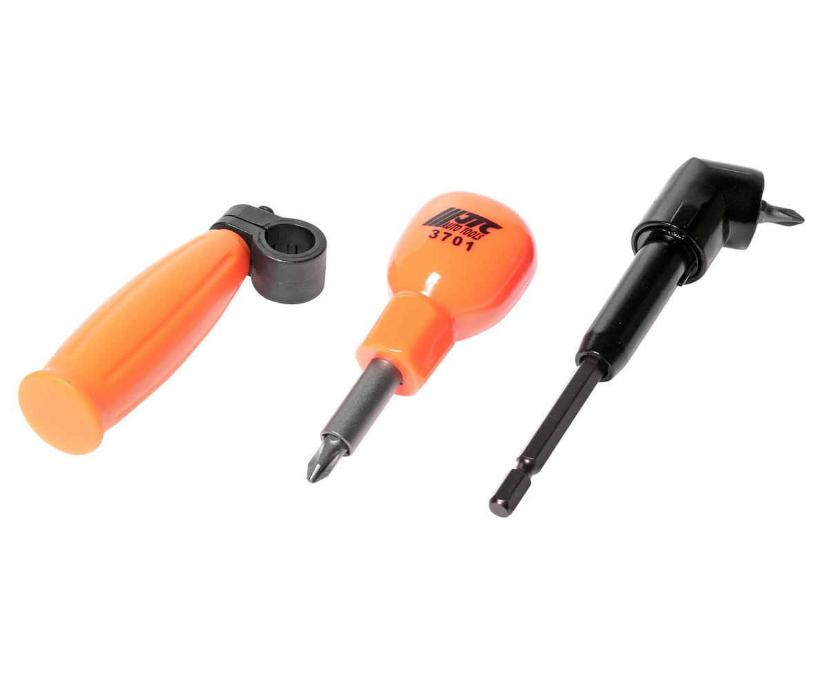 Отвертка с угловым переходником 90С (в комплекте с битами) JTC preview 1