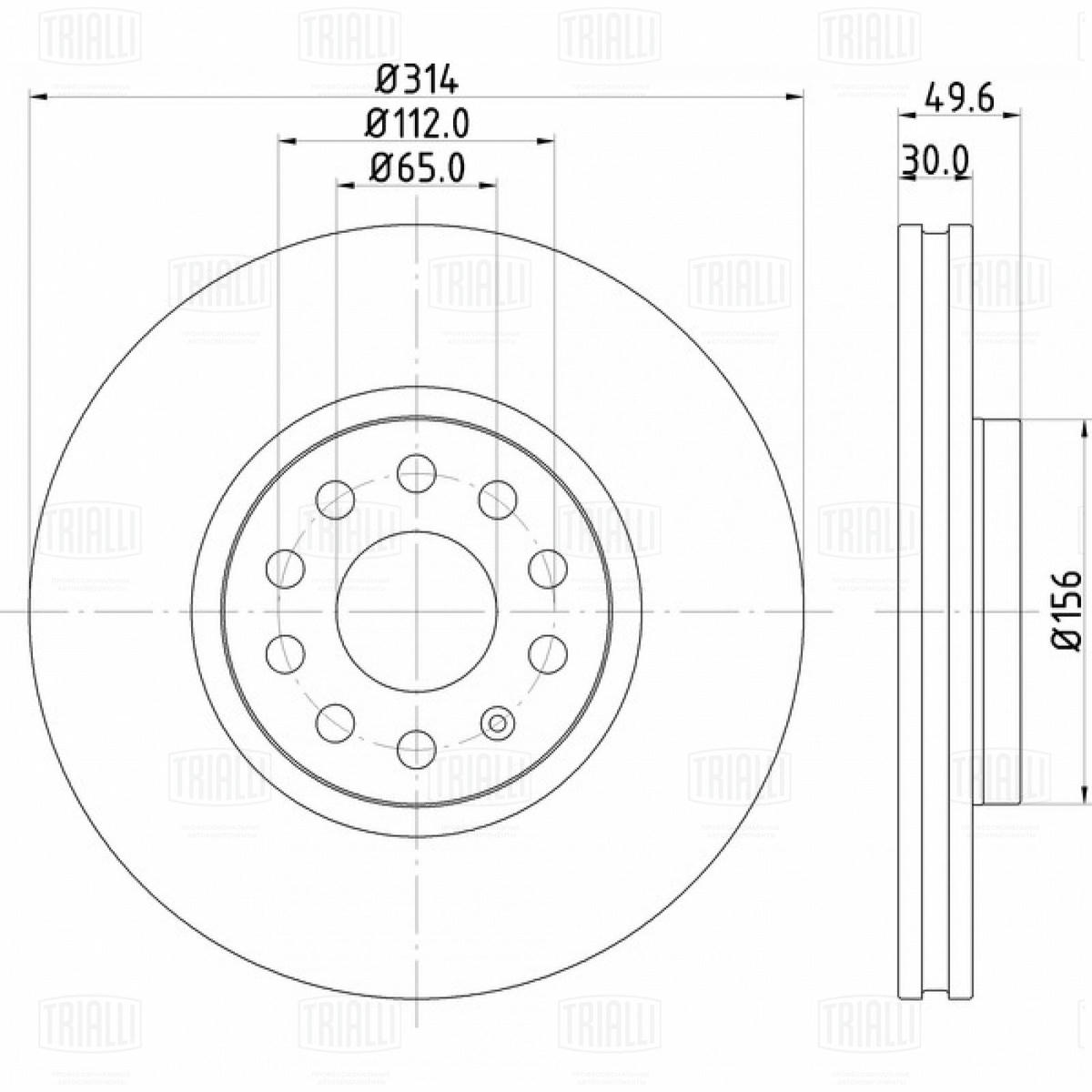 Диск торм. для а/м VW Tiguan (16-)/Skoda Kodiaq (16-) перед. d=314 (окраш.) (DF 185115) preview 3