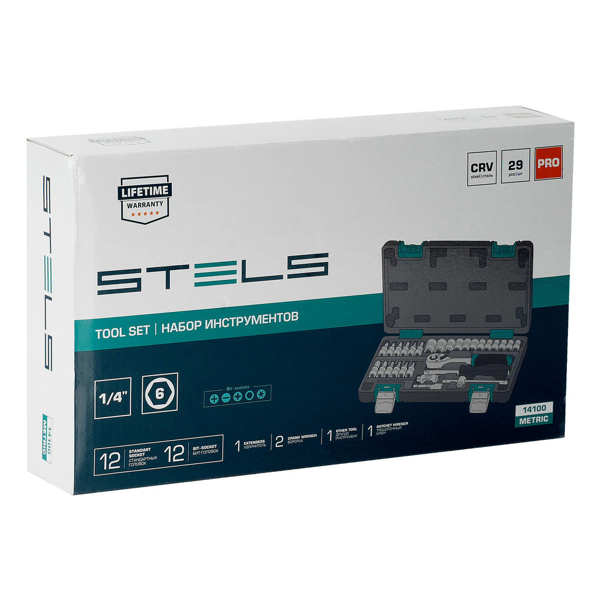 Набор инструмента 1/4" пластиковый кейс 29пр. STELS preview 14