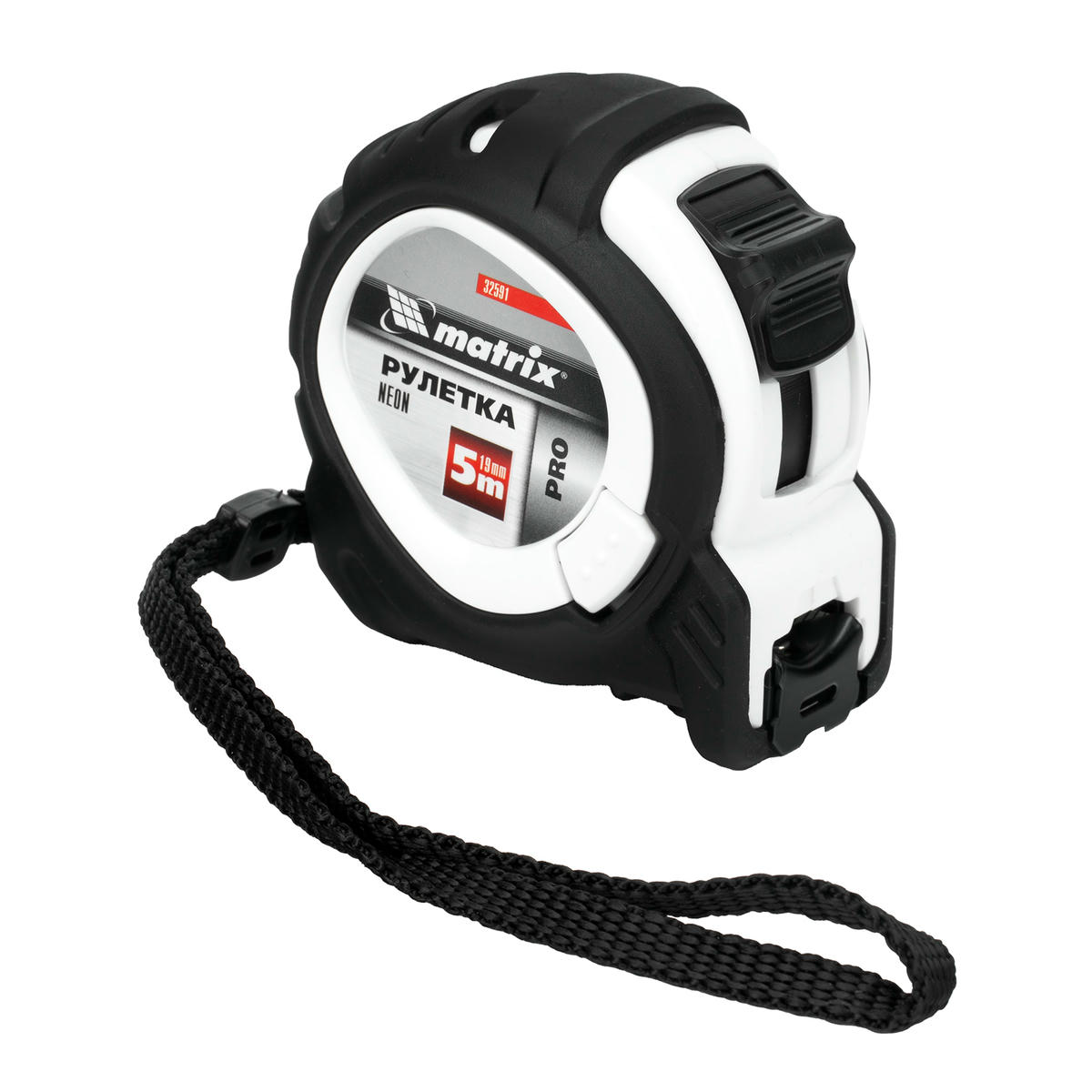 Рулетка Neon, 5 м x 19 мм, обрезиненный корпус, 3 фиксации, PRO// Matrix preview 1
