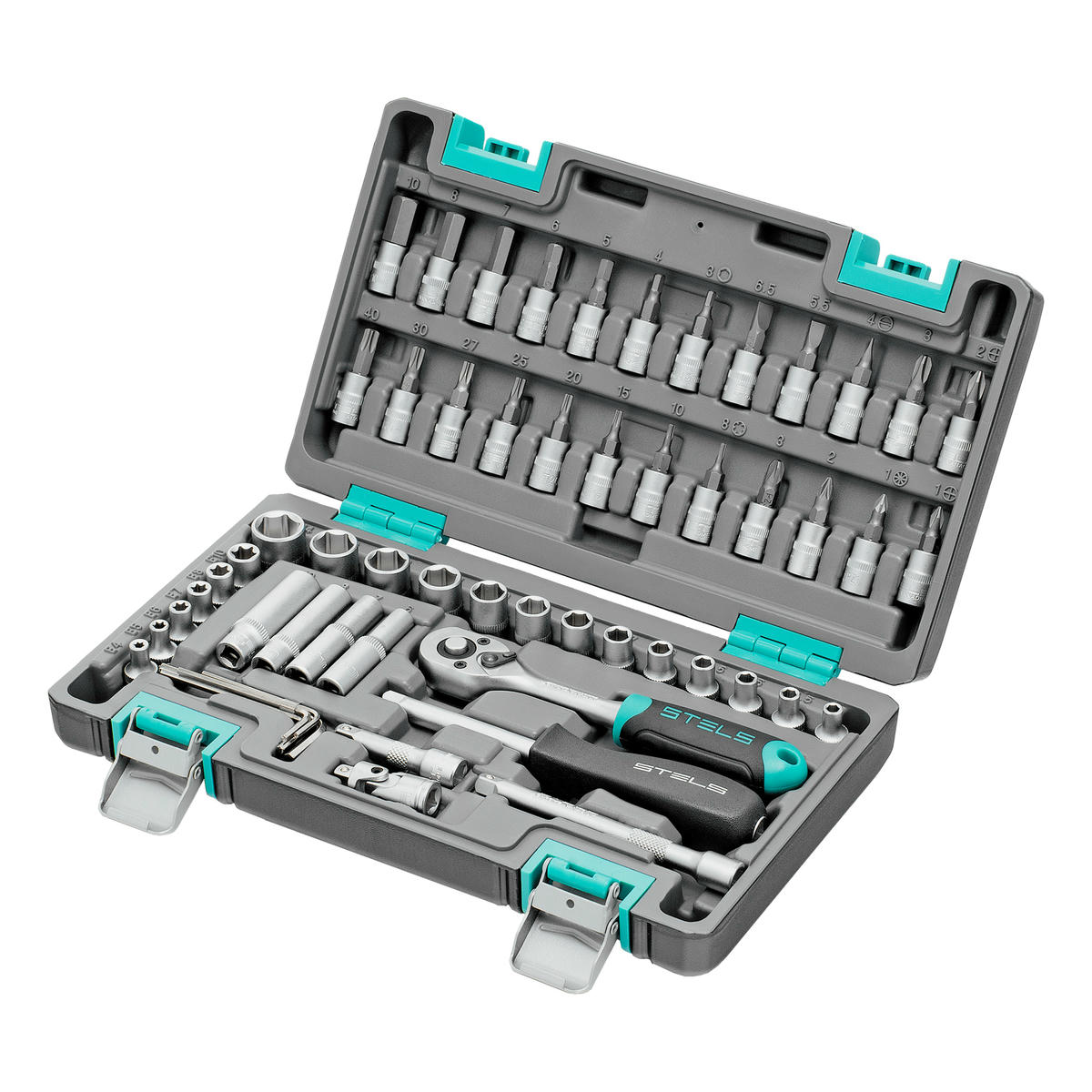 Набор инструмента 1/4", CrV, пластиковый кейс 57 предм. STELS preview 1