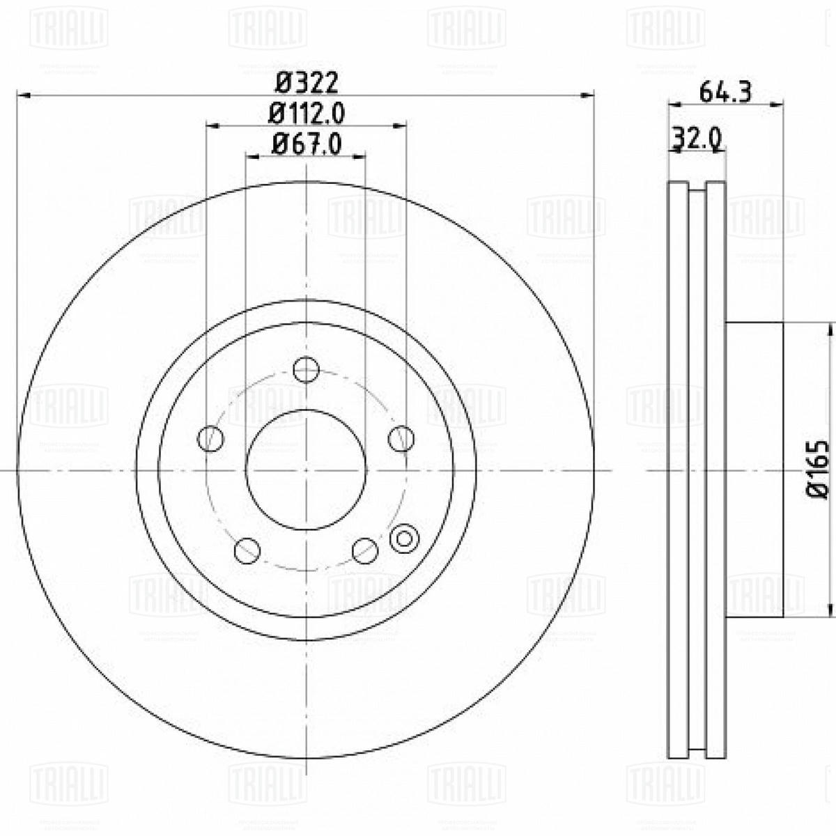 Диск торм. для а/м Mercedes C (W204) (07-)/E (W212) (09-) перед. d=322 (DF 150111) preview 3