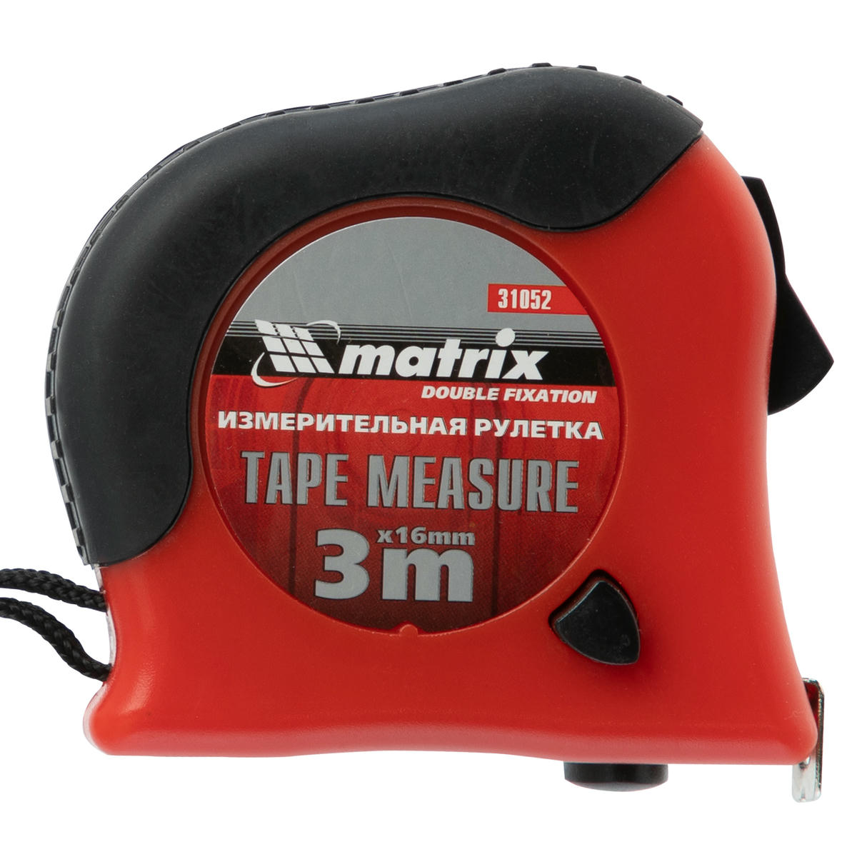 Рулетка Double fixation, 3 м х 16 мм, обрезиненный корпус, двойная плавная фиксация MATRIX preview 4