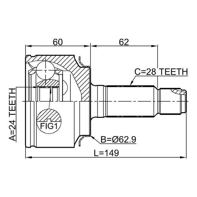 Шрус наружный 24X63X28 preview 2