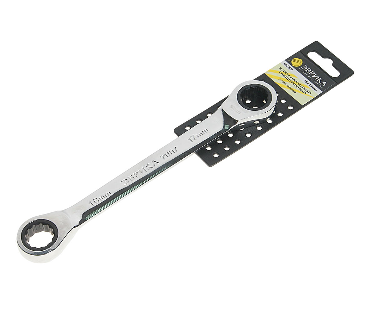 Ключ накидной 16х17мм трещоточный ЭВРИКА preview 1