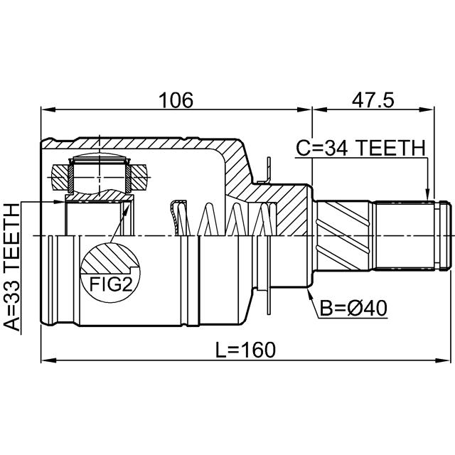 ШРУС ВНУТРЕННИЙ ЛЕВЫЙ 33X40X34, шт preview 2
