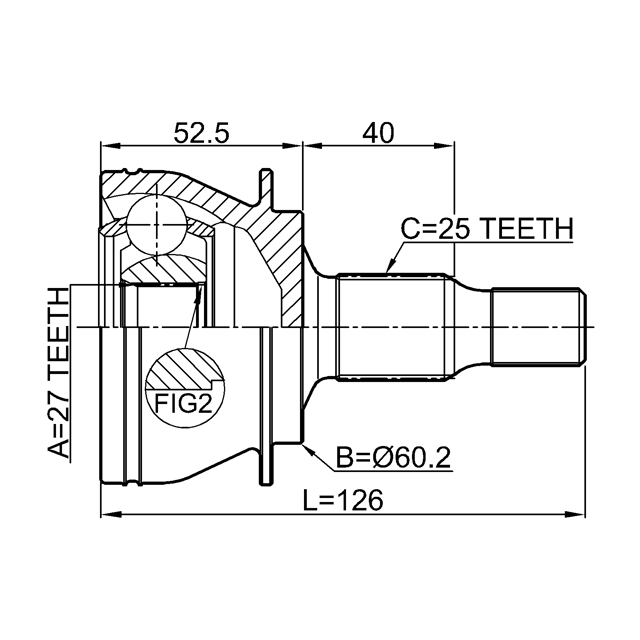 ШРУС наружный L=R (компл) MB A-Class (W169)/B-Class (W245) FEBEST 1610-245 preview 2