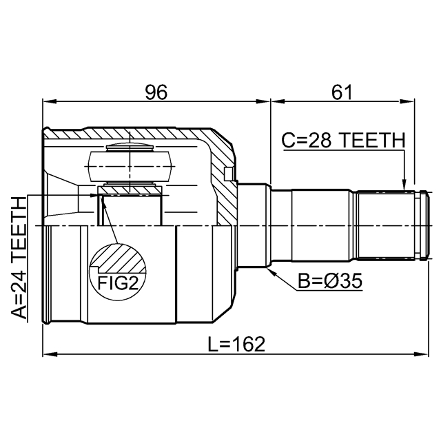 Шрус внутренний левый 24x35x28 preview 2