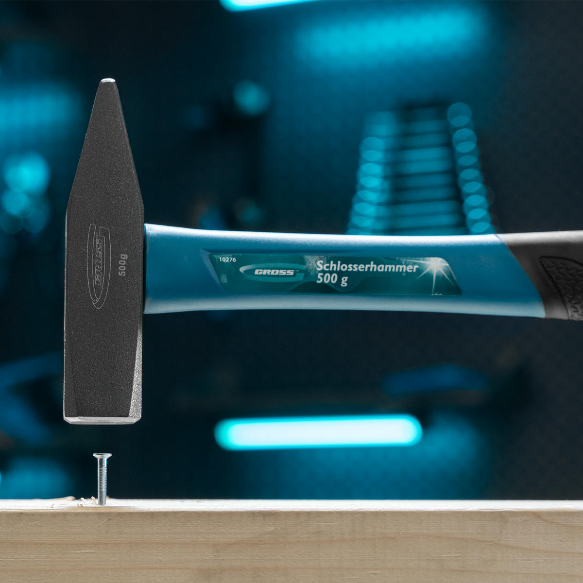 Молоток 500г квадратный боек, фибергласовая обрезиненная рукоятка GROSS preview 5