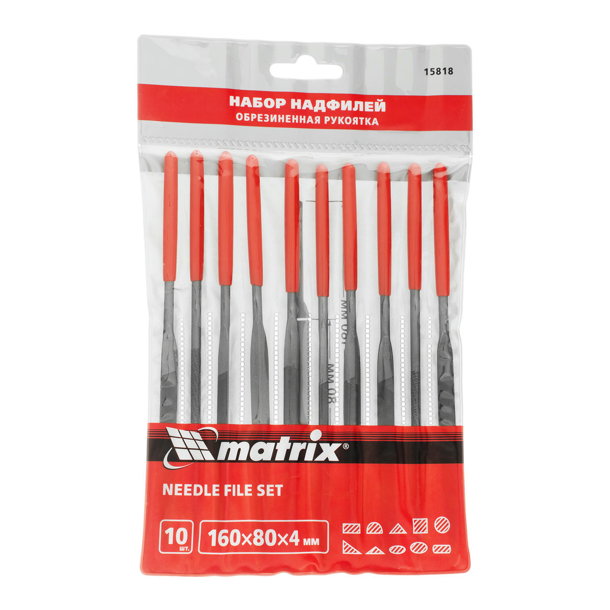 Набор надфилей 160х4 мм, 10шт. обрезиненные рукоятки MATRIX preview 17