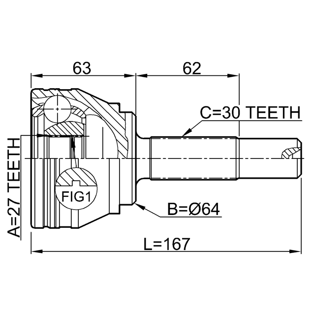 Шрус наружный 27x64x30 preview 2
