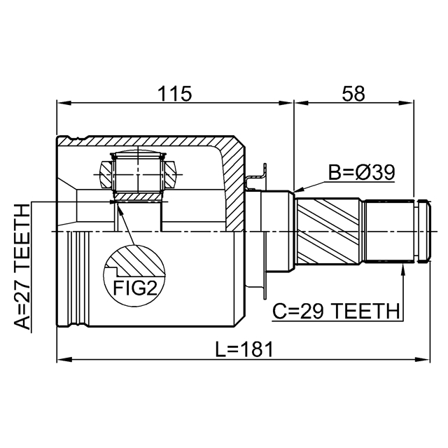 0211-J32LH_ШРУС внутренний левый к-кт! Nissan Teana J32 3.5 08> preview 2