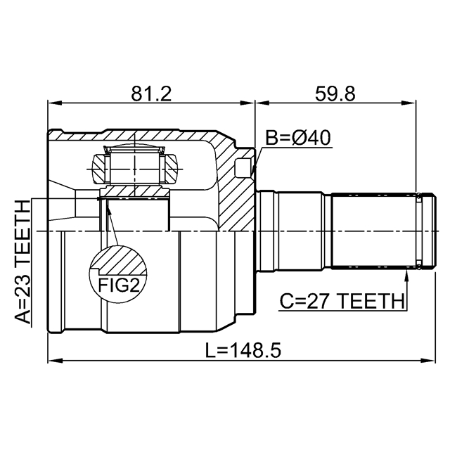 Шрус внутренний левый 23X40X27 preview 2