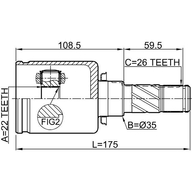 ШРУС ВНУТРЕННИЙ ЛЕВЫЙ 22X35X26, шт preview 2