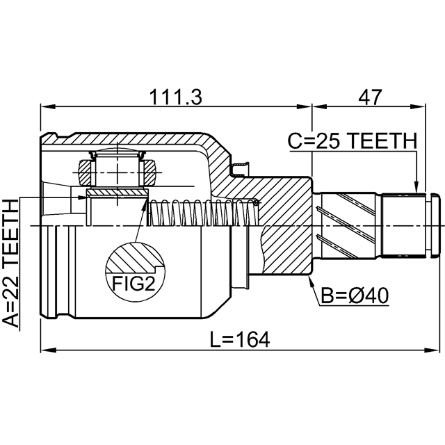 ШРУС ВНУТРЕННИЙ ЛЕВЫЙ 22X39.7X26 подходит для RENAULT MEGANE III 2008-2016 2411-FLUELH preview 2