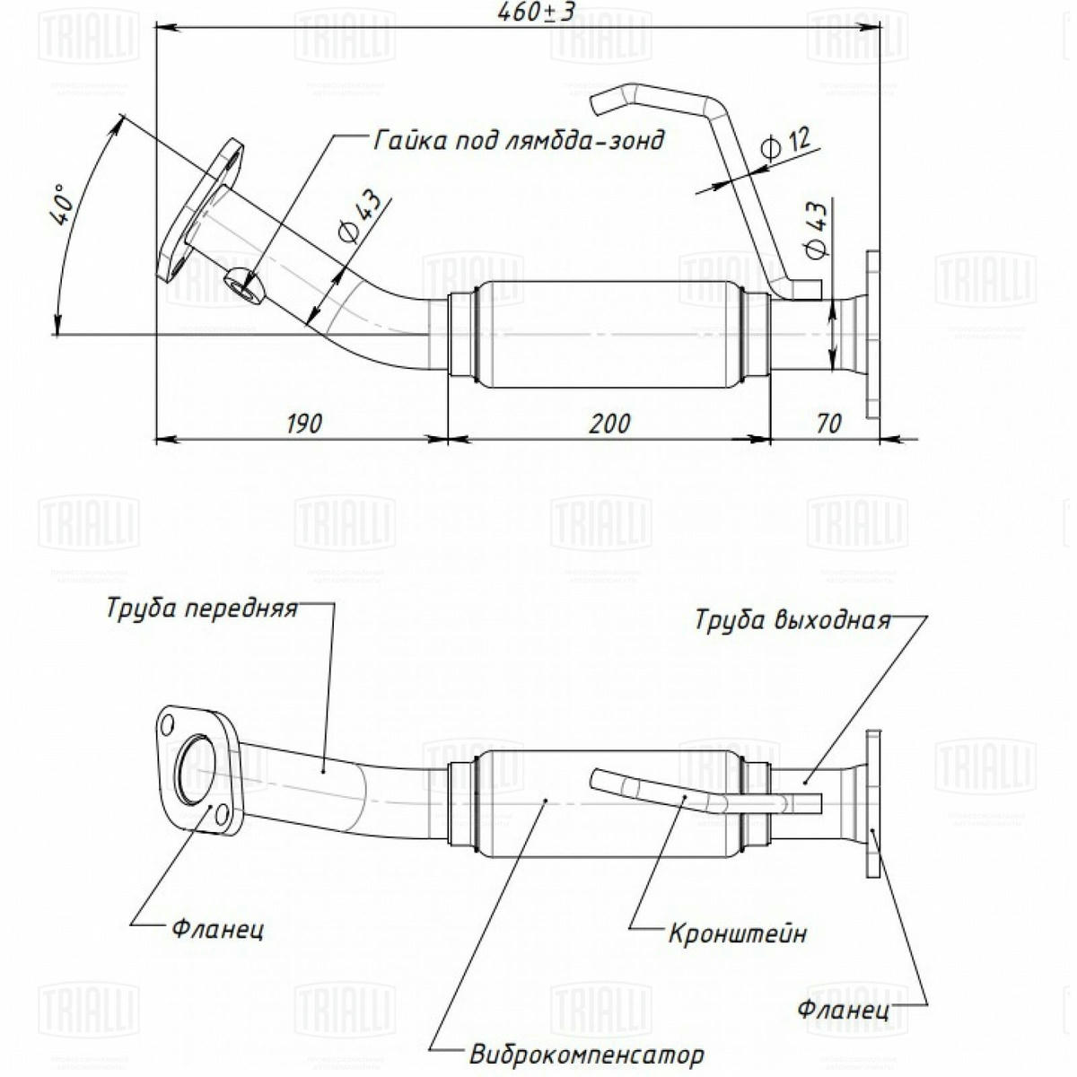 Труба приёмная для а/м Hyundai Solaris (10-)/Kia Rio (11-) с гофрой (алюм. сталь) TRIALLI ERP 0801 preview 2 Труба приёмная для а/м Hyundai Solaris (10-)/Kia Rio (11-) с гофрой (алюм. сталь) TRIALLI ERP 0801 preview 2
