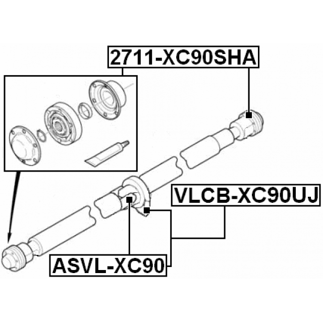 ASVL-XC90_крестовина карданного вала 24x62! Volvo S80 07-16 preview 2