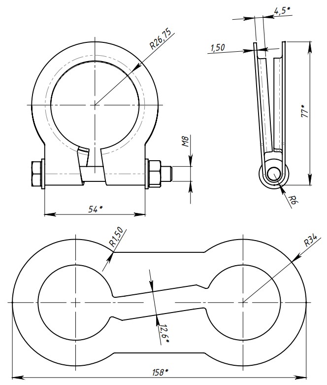 Хомут глушителя кольцевой 54мм. (ECLP 54) preview 3