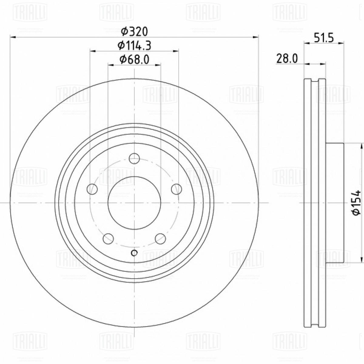 Диск торм. для а/м Mazda CX-9 (16-) перед. d=320 (окраш.) (DF 084419) preview 3