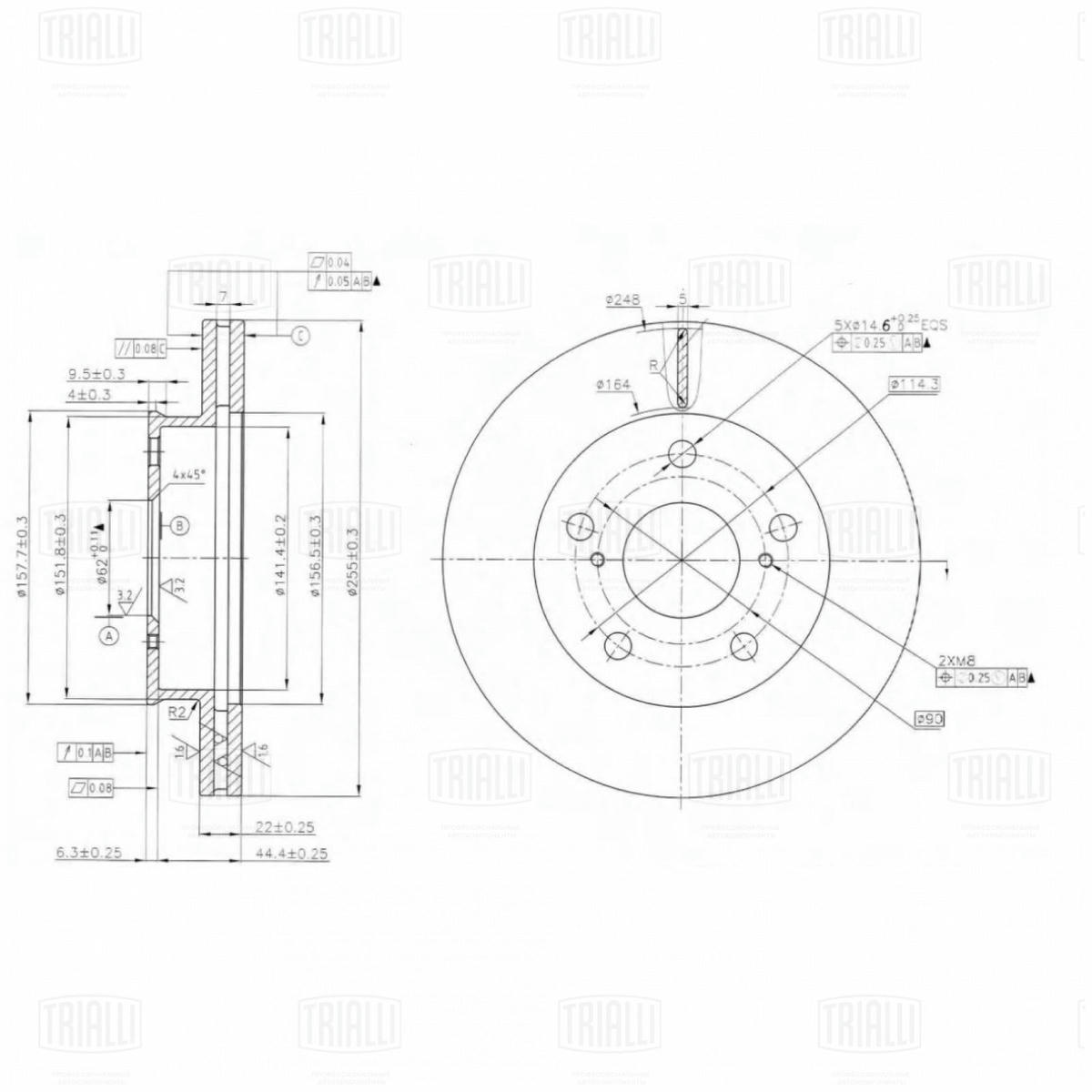 Диск торм. для а/м Toyota Mark II (X90/X100) (92-) перед. d=255 (DF 117105) preview 3