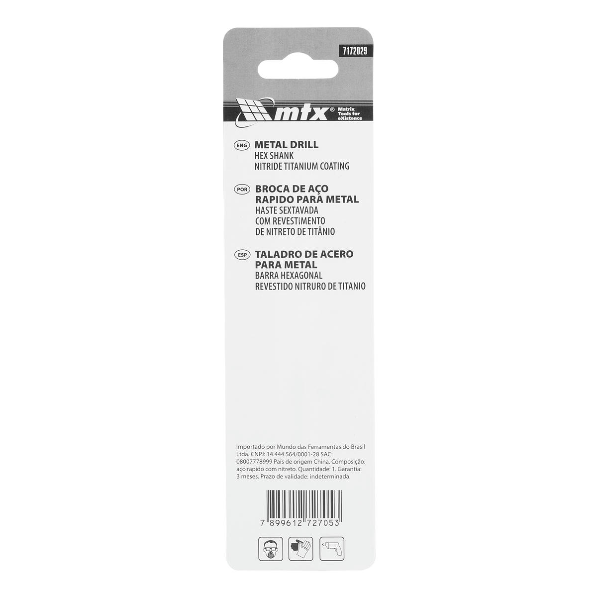 Сверло по металлу 2,0мм HSS, нитридтитановое покрытие, 6-гран. хвостовик MATRIX preview 1