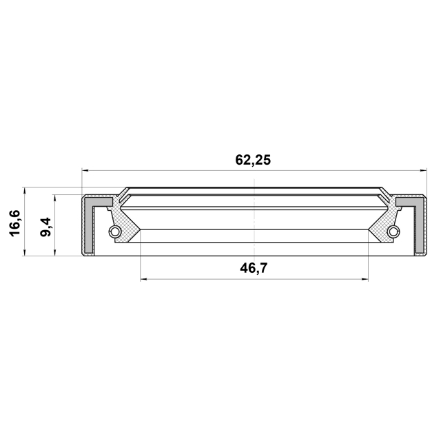Сальник полуоси 46.7x62.25x9.4x16.6 preview 2
