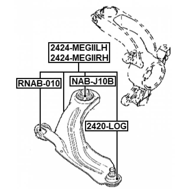 Рычаг передний нижний левый RENAULT MEGANE II 2002-2012 2424-MEGIILH preview 2