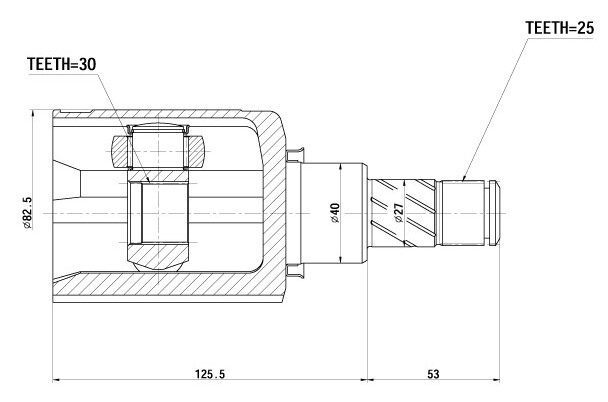 ШРУС для а/м Nissan Qashqai (06-) 1.6i CVT 2WD (внутр. перед.) (GO 1443) preview 3