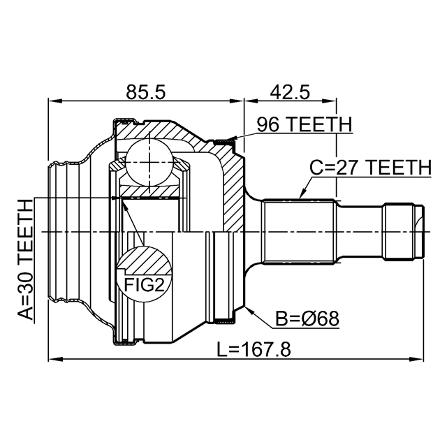 ШРУС внешн задний MERCEDES BENZ E-CLASS 212 4 MATIC 2008-2013 1610-204A96R preview 2