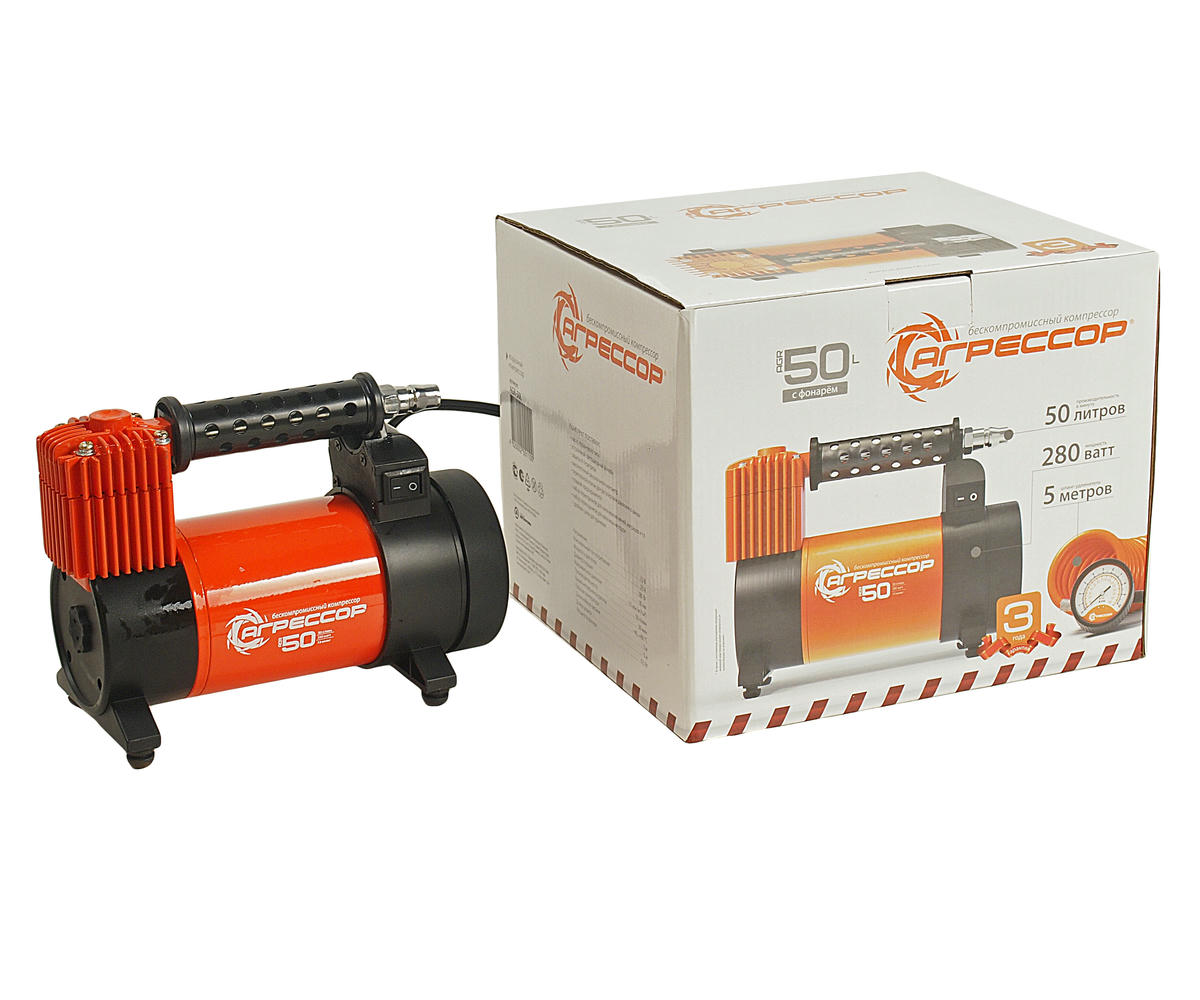 Компрессор автомобильный Агрессор 50л/мин с фонарем AUTOPROFI preview 1