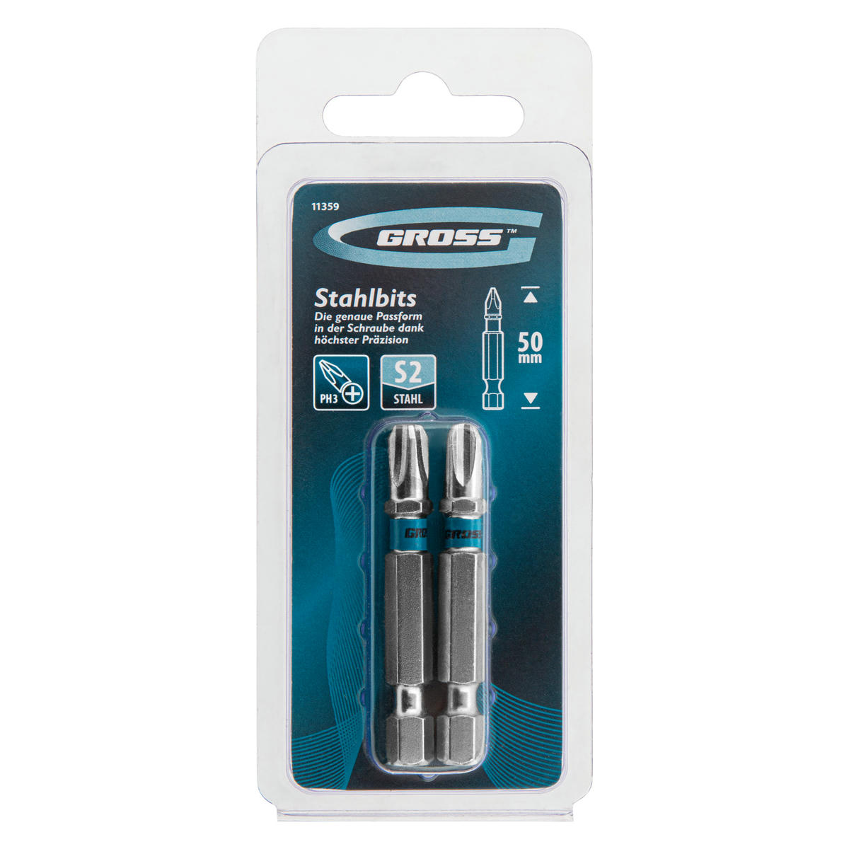 Набор бит PH3х50, сталь S2, 2шт GROSS preview 4