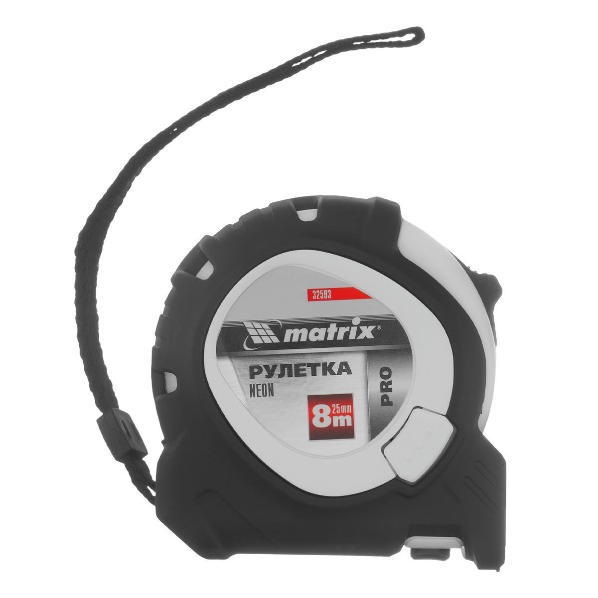 Рулетка Neon, 8 м x 25 мм, обрезиненный корпус, 3 фиксации, PRO// Matrix preview 4