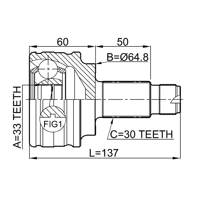 1910-X3_ШРУС наружный! BMW X3 E83 2.5-3.0/3.0D 04> preview 2