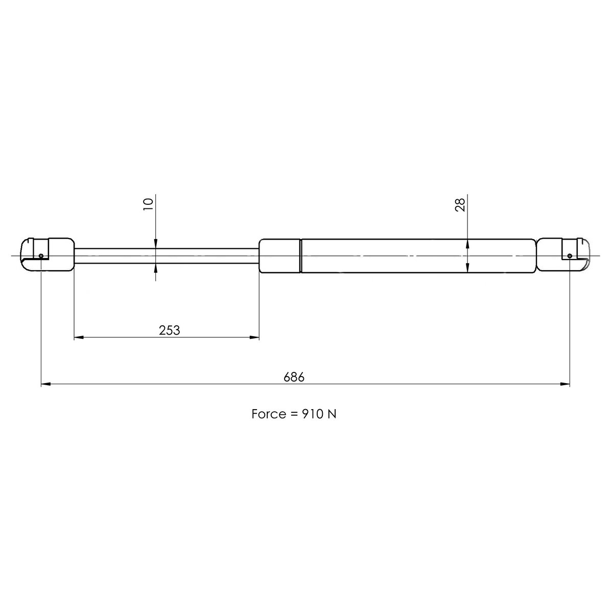 Упор газовый (амортизатор) для а/м VW Transporter T4 (90-) после 92 г.в. (крышки багажника с с/о) (G preview 2